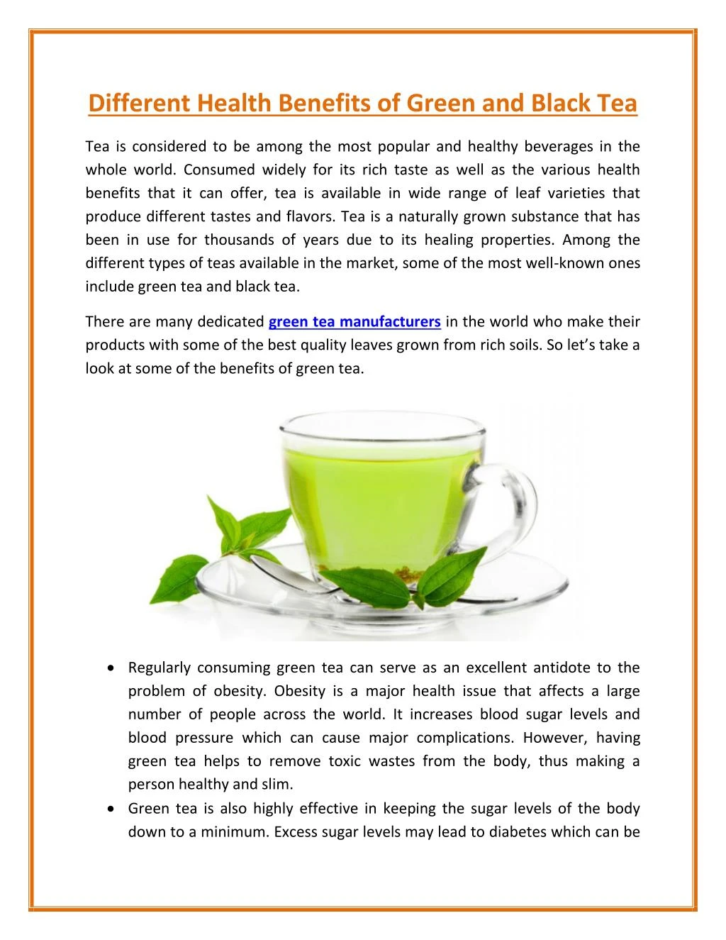 PPT - A Health Benefits of Green and Black Tea PowerPoint Presentation