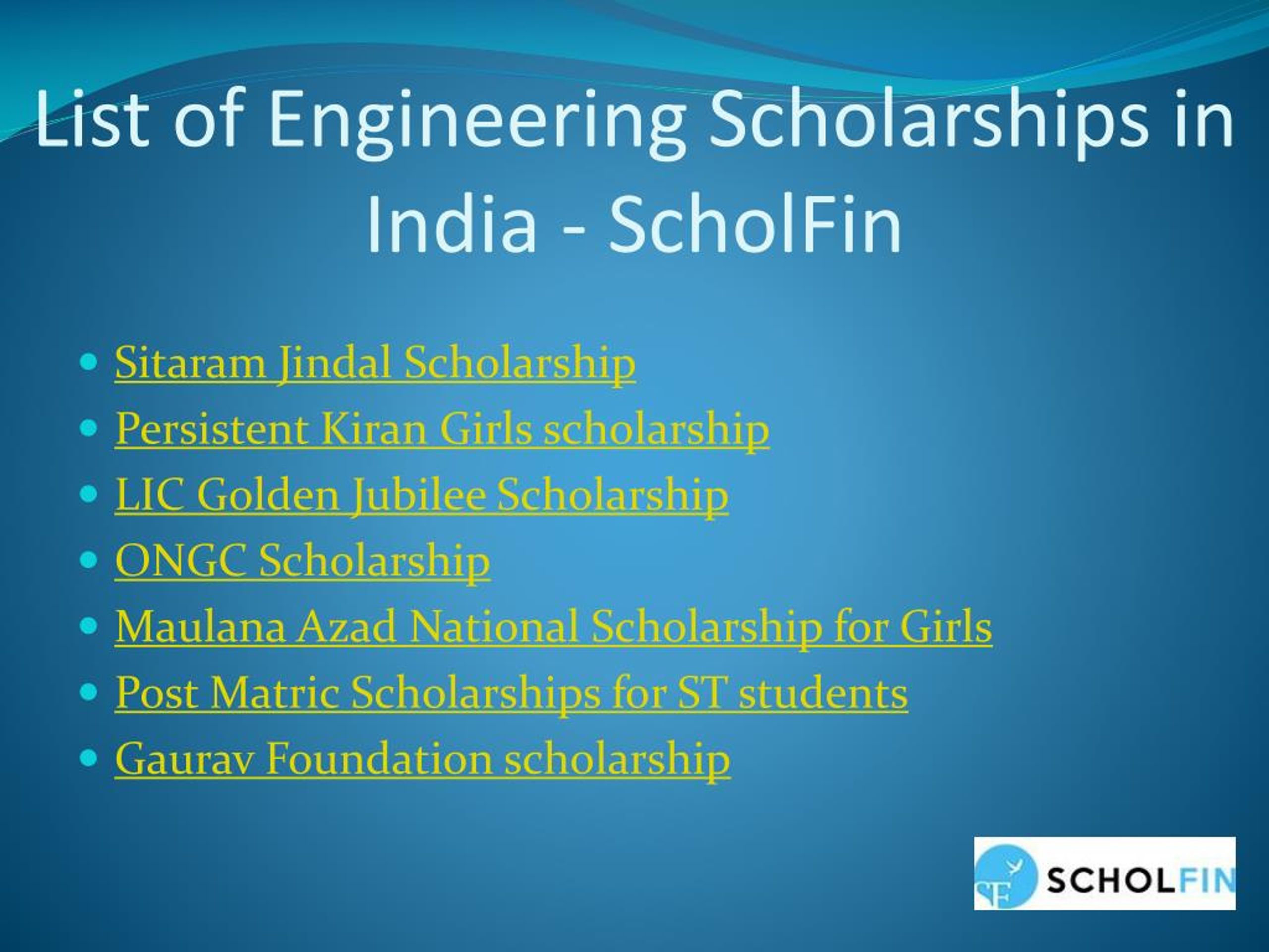 PPT Apply Online for Undergraduate Engineering Scholarships in India