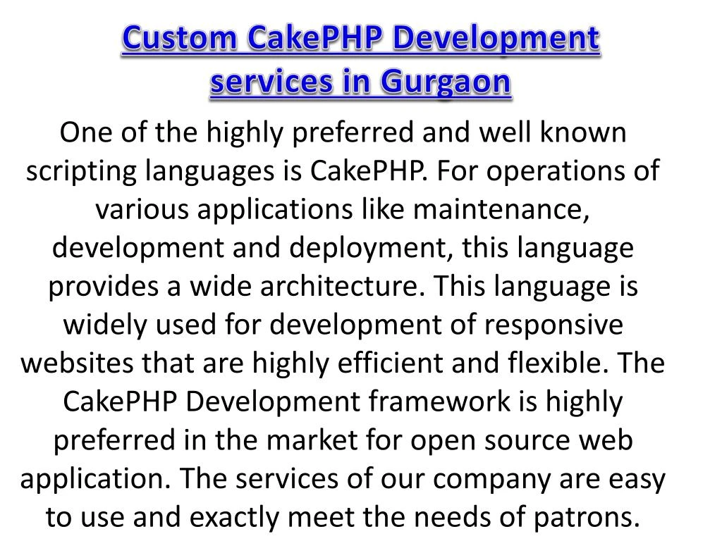 custom cakephp development services in gurgaon n.