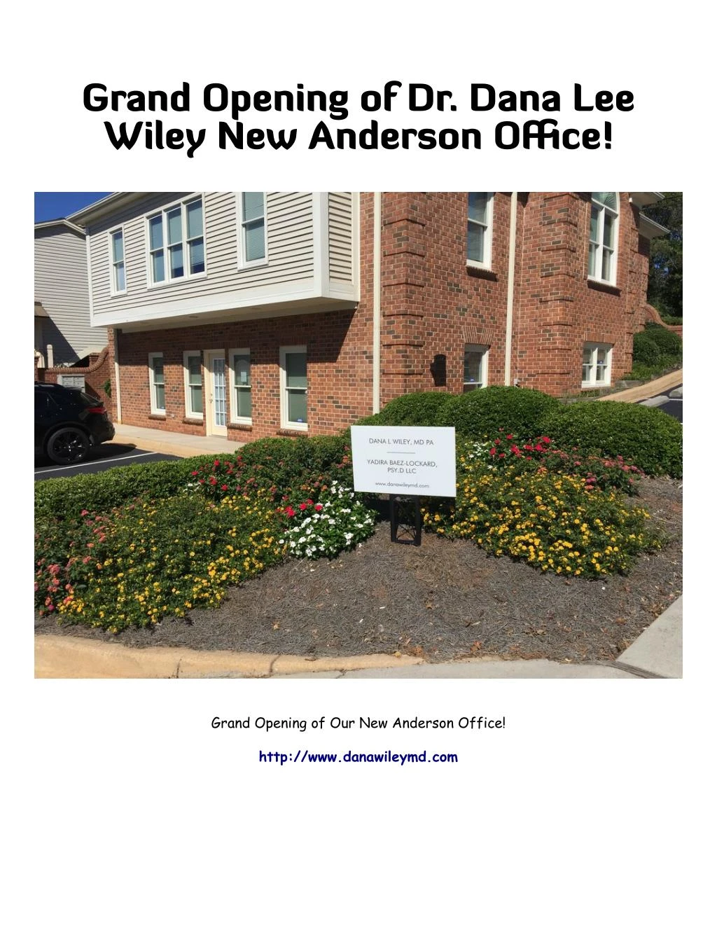 PPT Grand Opening of Dr. Dana Lee Wiley New Anderson Office