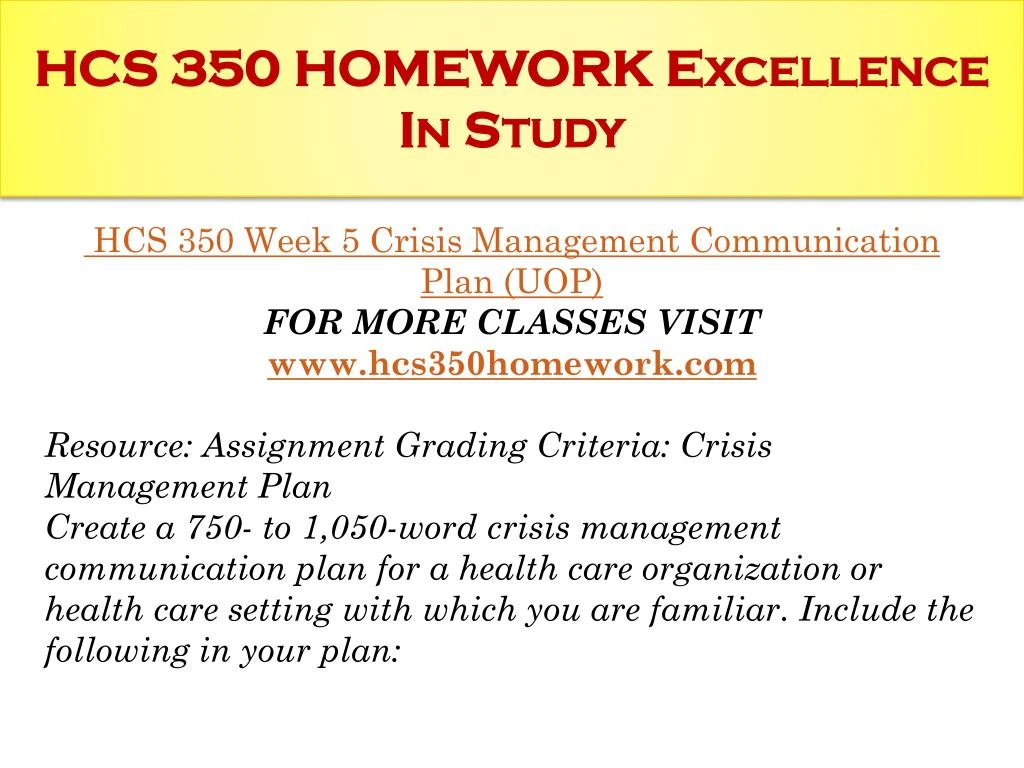 hcs 350 week 5 crisis management hcs 350 week 5 crisis management