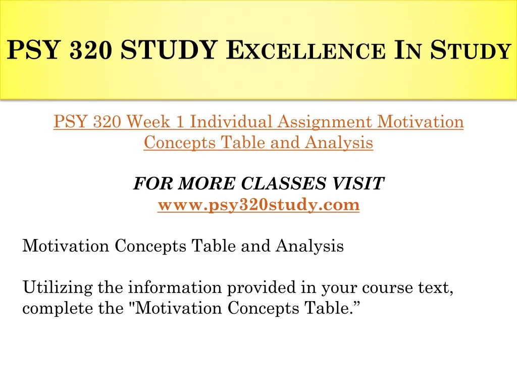 motivation concepts psy 320 motivation concepts psy 320