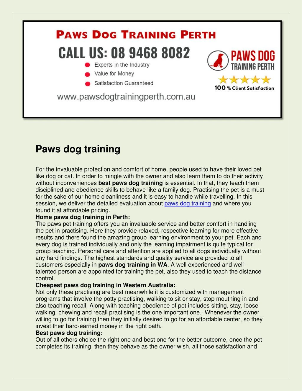 PPT Paws dog training perth PowerPoint Presentation, free download
