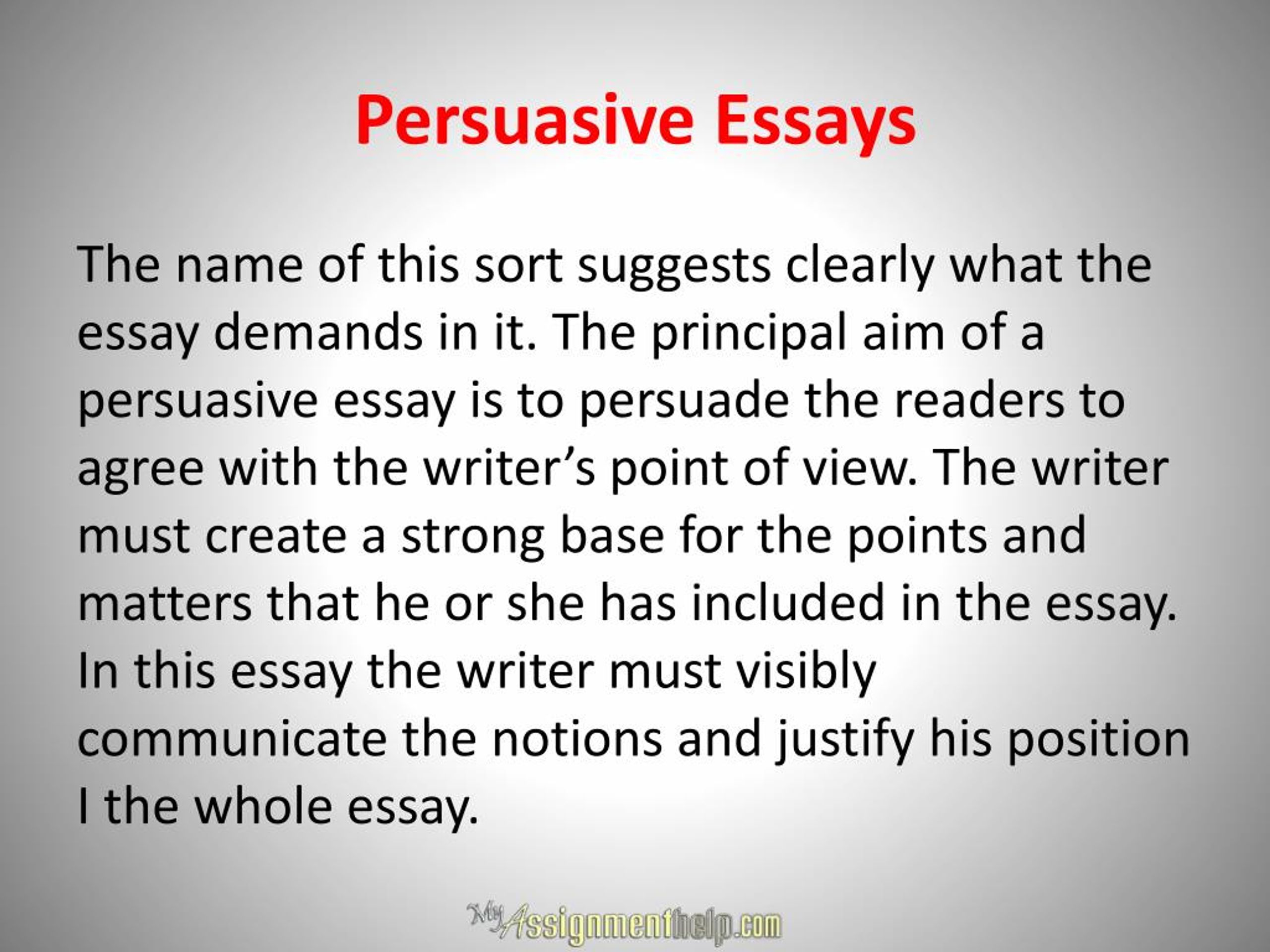Types of persuasive essay