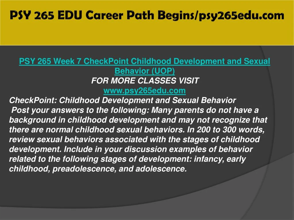 psy 265 checkpoint childhood development and psy 265 checkpoint childhood development and