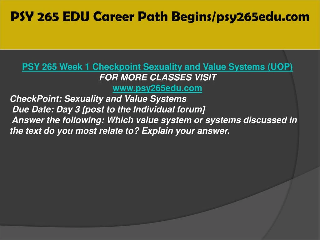 psy 265 check point value systems psy 265 check point value systems