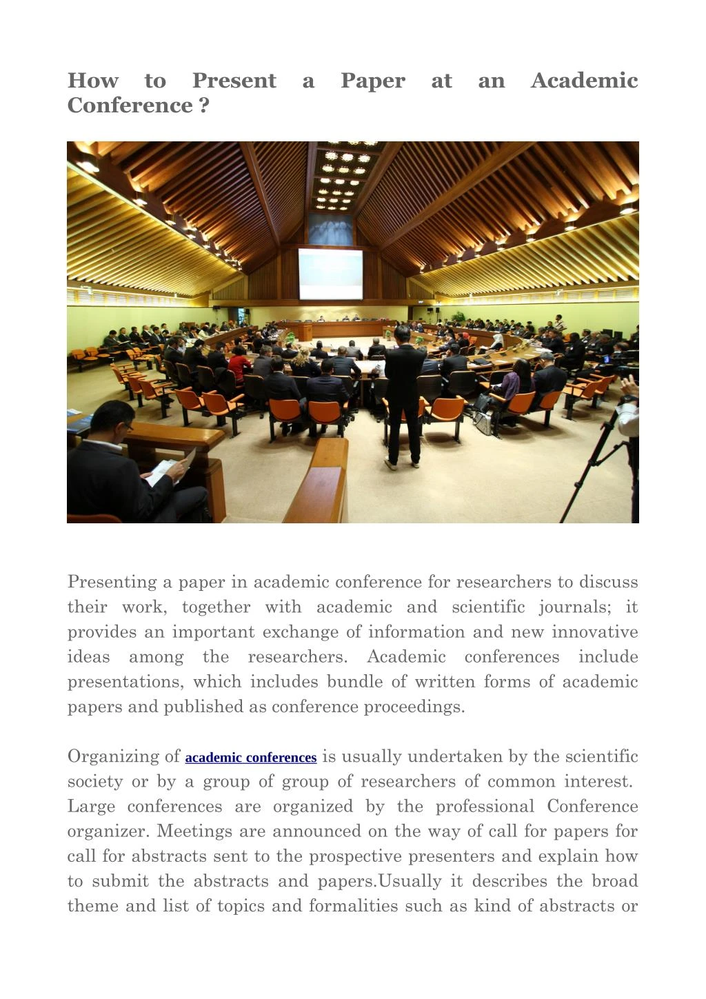 PPT - How To Present A Paper At An Academic Conference ? PowerPoint ...