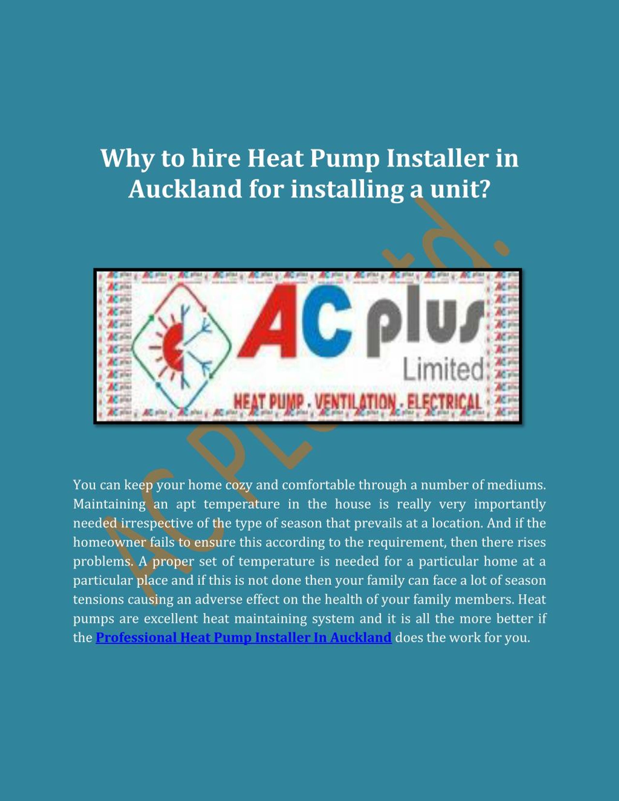 Ppt Why To Hire Heat Pump Installer In Auckland For Installing A