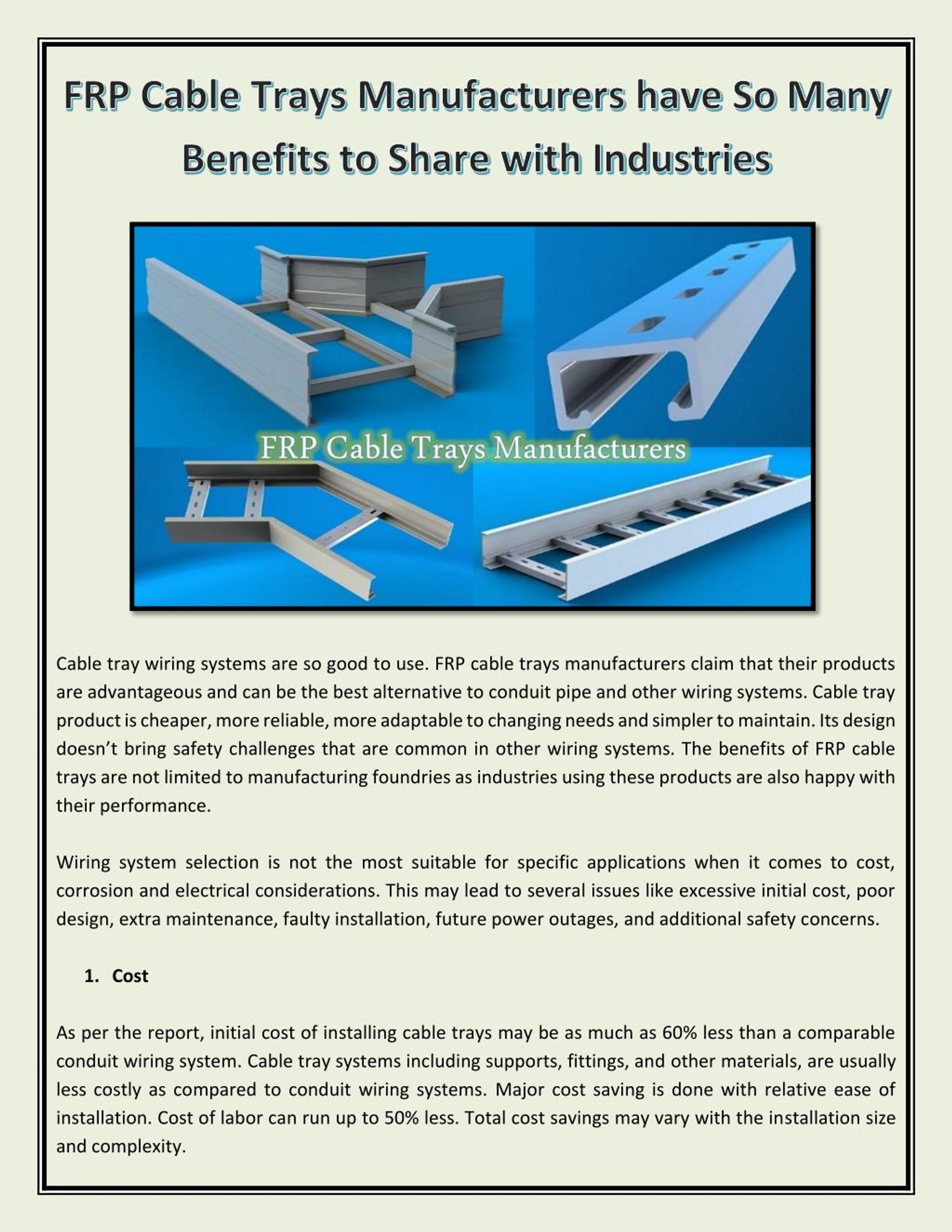 What is Cable Trays in Electrical and Uses - Advantages