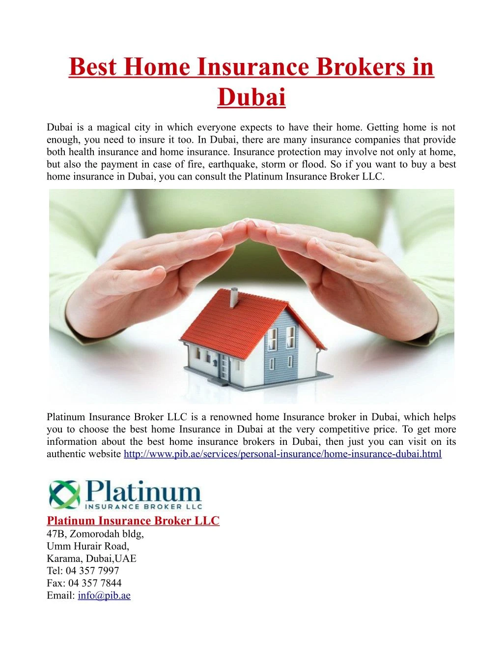 PPT Best Home Insurance Brokers in Dubai PowerPoint