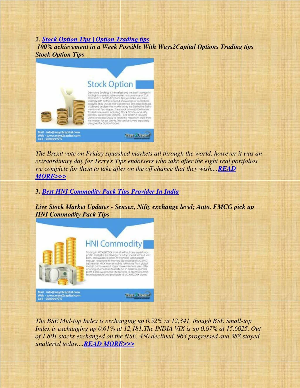 Stock market options tips