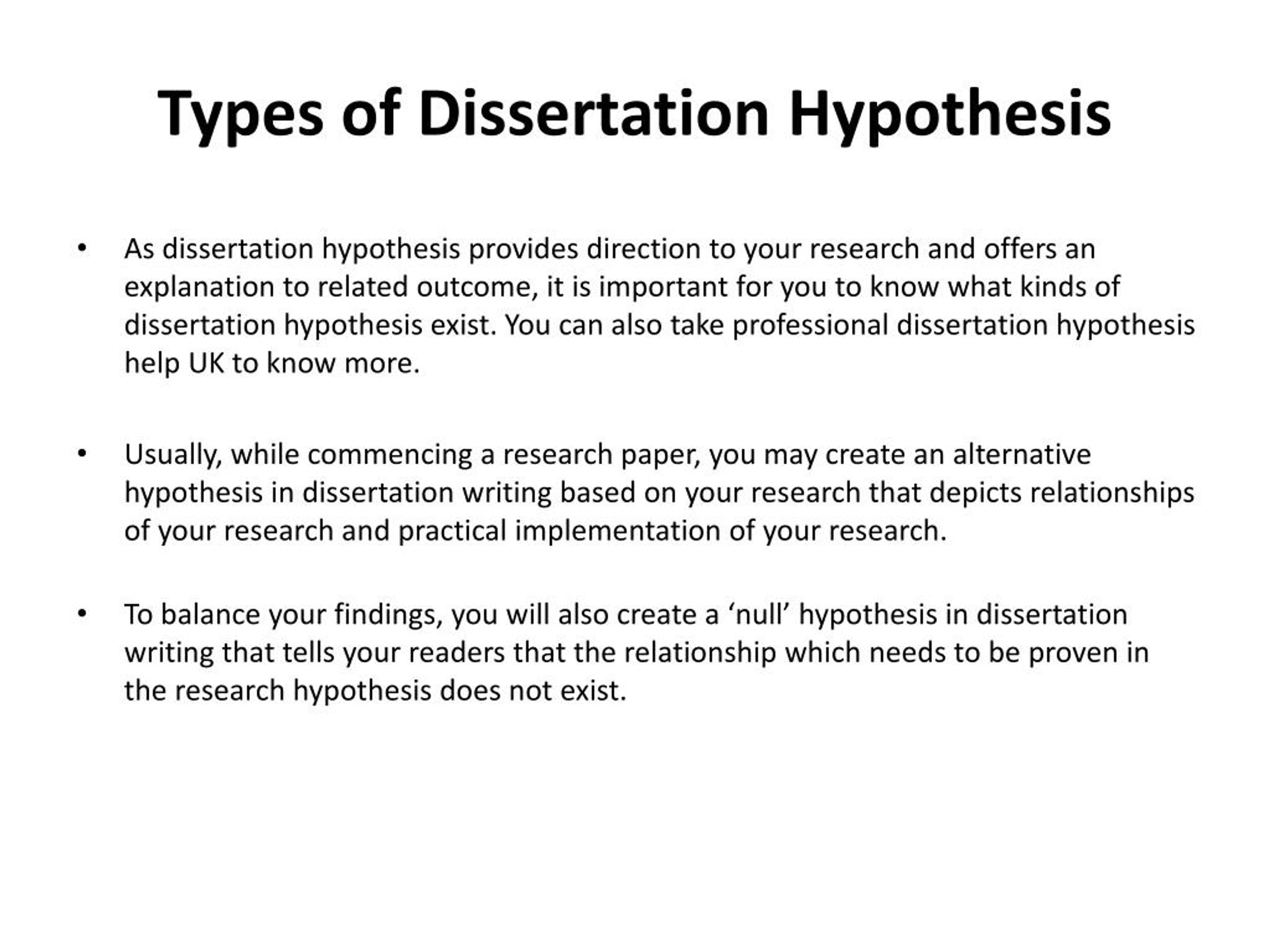 hypothesis in dissertation examples