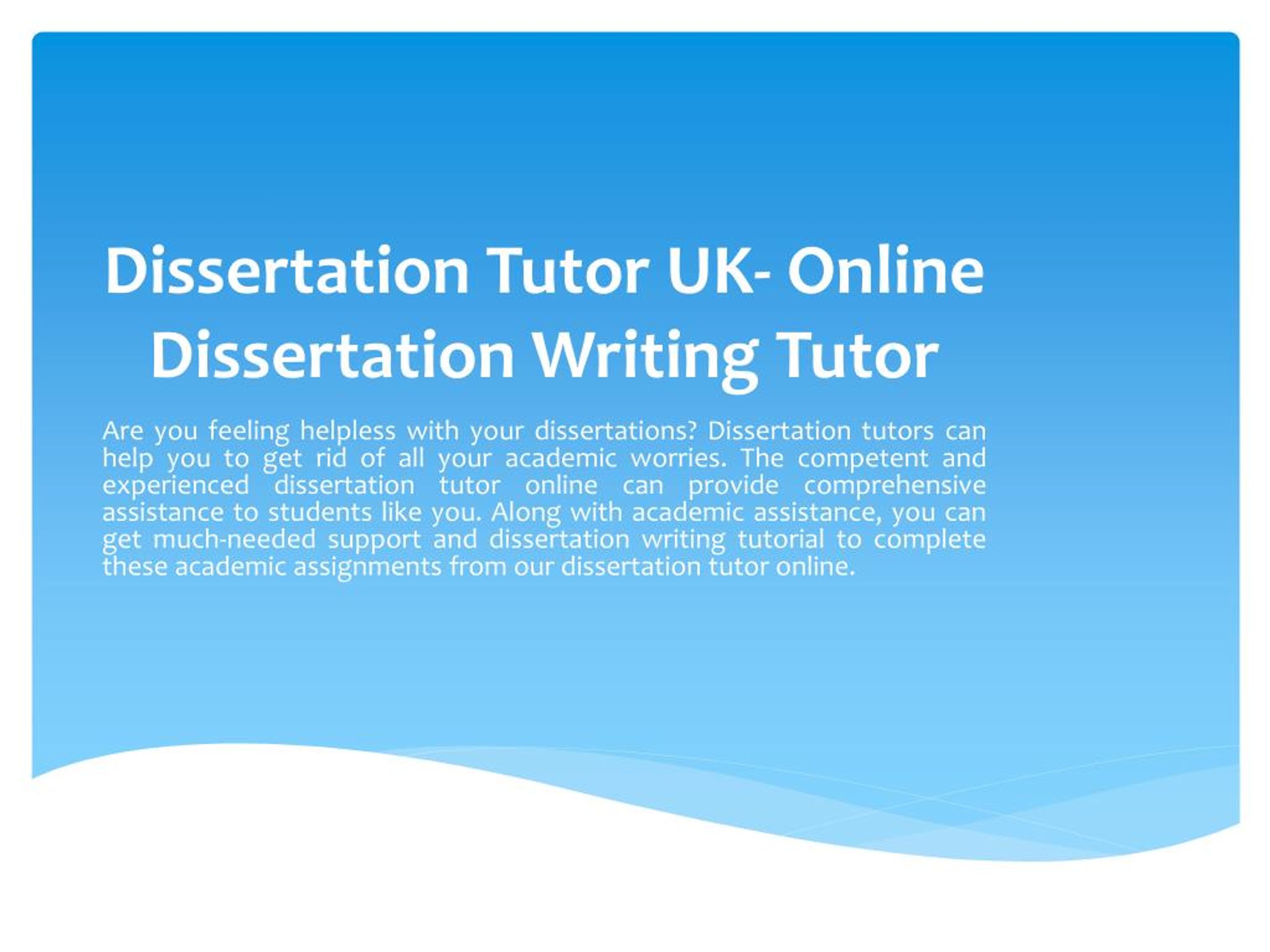 Dissertation help tutor