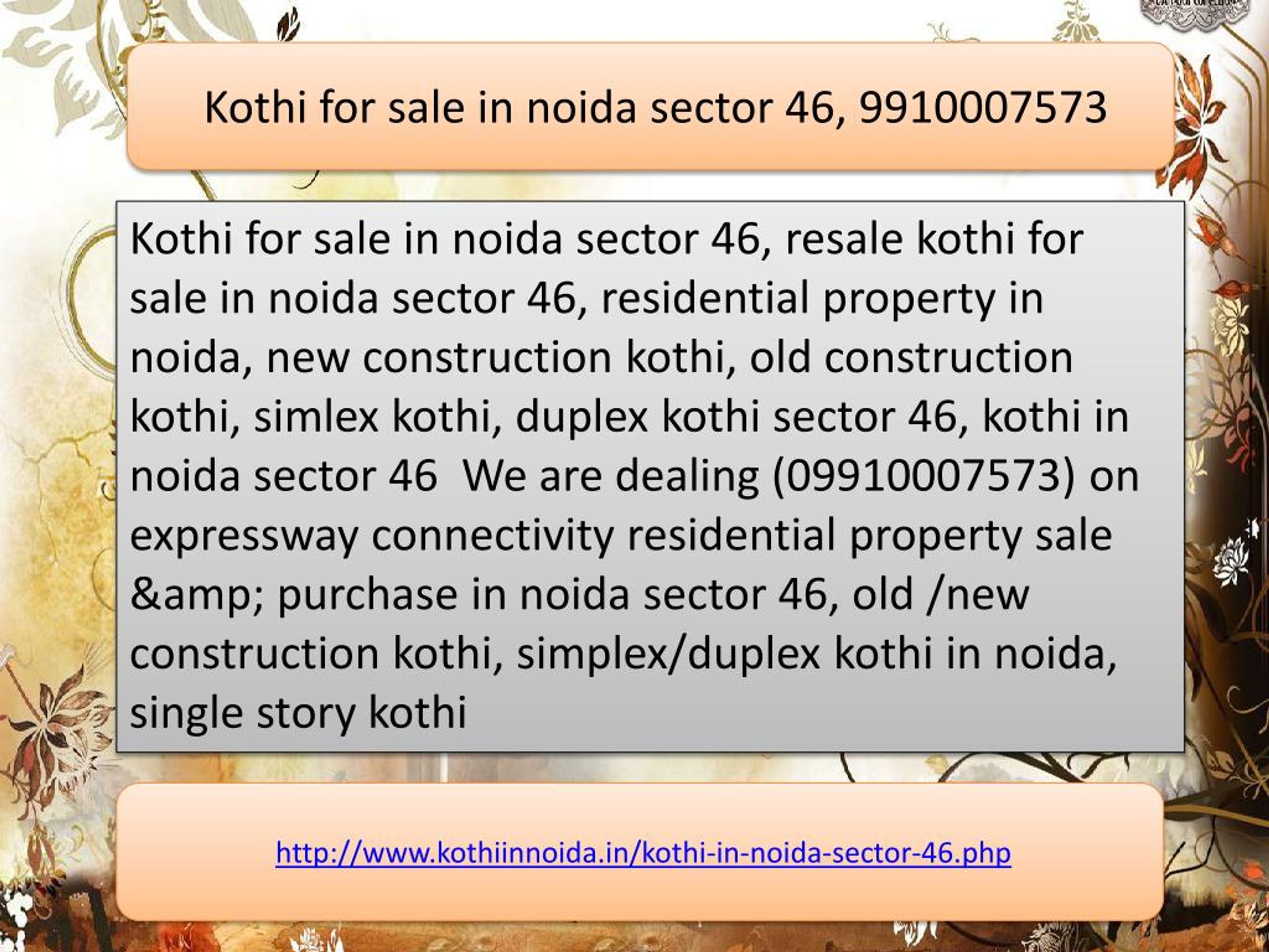 PPT - Kothi for sale in Noida Sector 46, Builder kothi in Noida