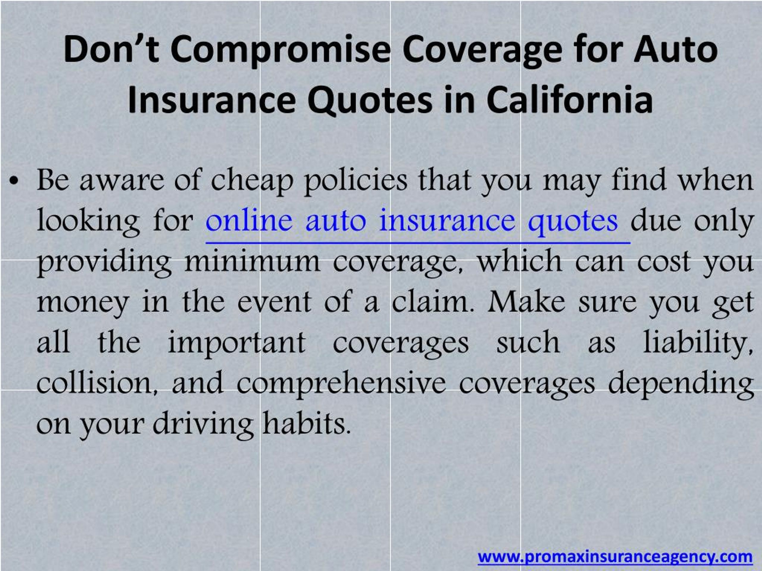 PPT Auto insurance quotes California PowerPoint