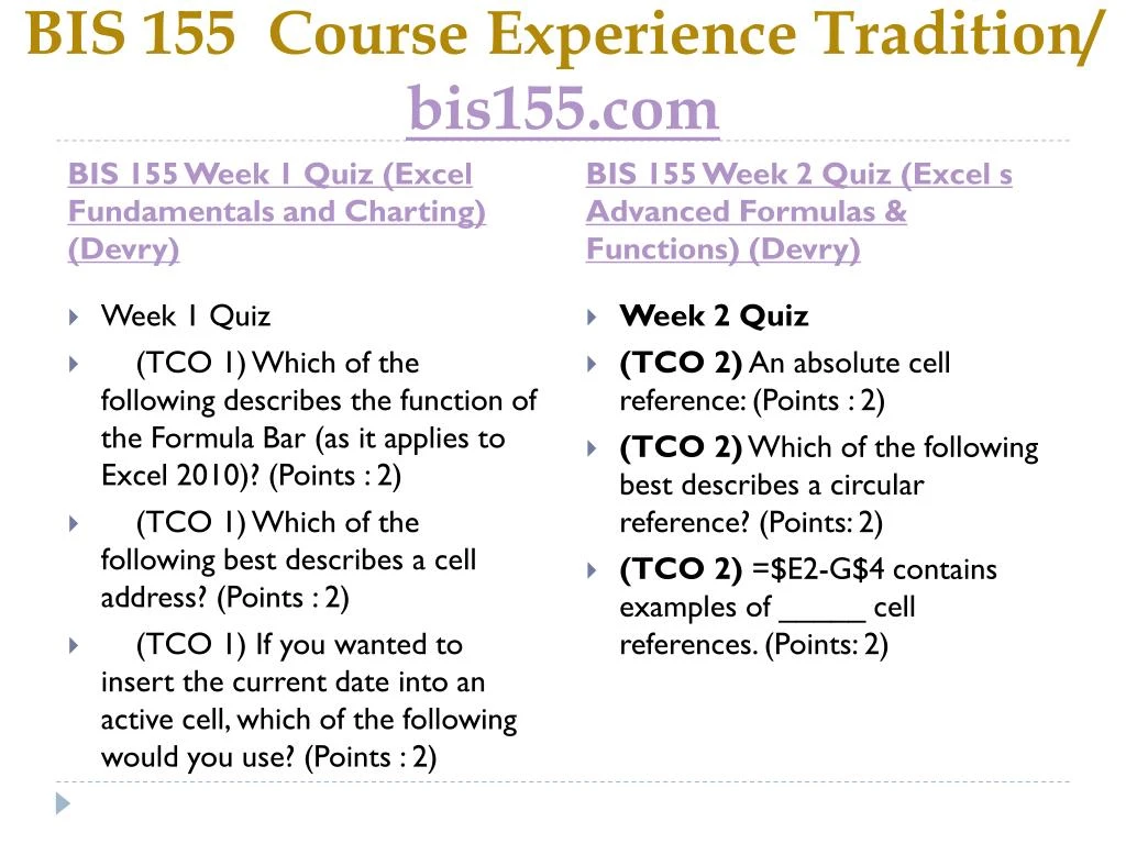 bis 155 Bis 155 data analysis with spreadsheets with lab - entire course bis 155 week 1 discussion getting familiar with exce. bis 155 Bis 155 data analysis with spreadsheets with lab - entire course bis 155 week 1 discussion getting familiar with exce.