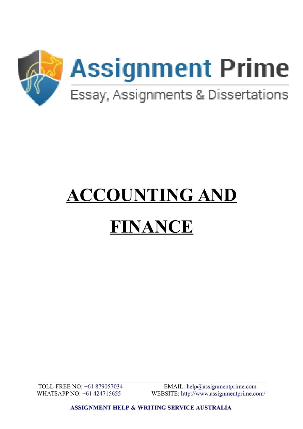 financial accounting assignment front page design