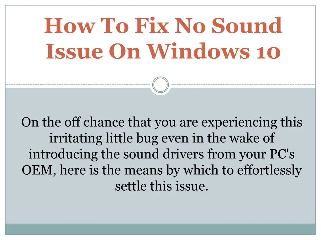 no sound windows 10