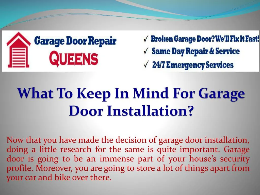 what to keep in mind for garage door installation n.