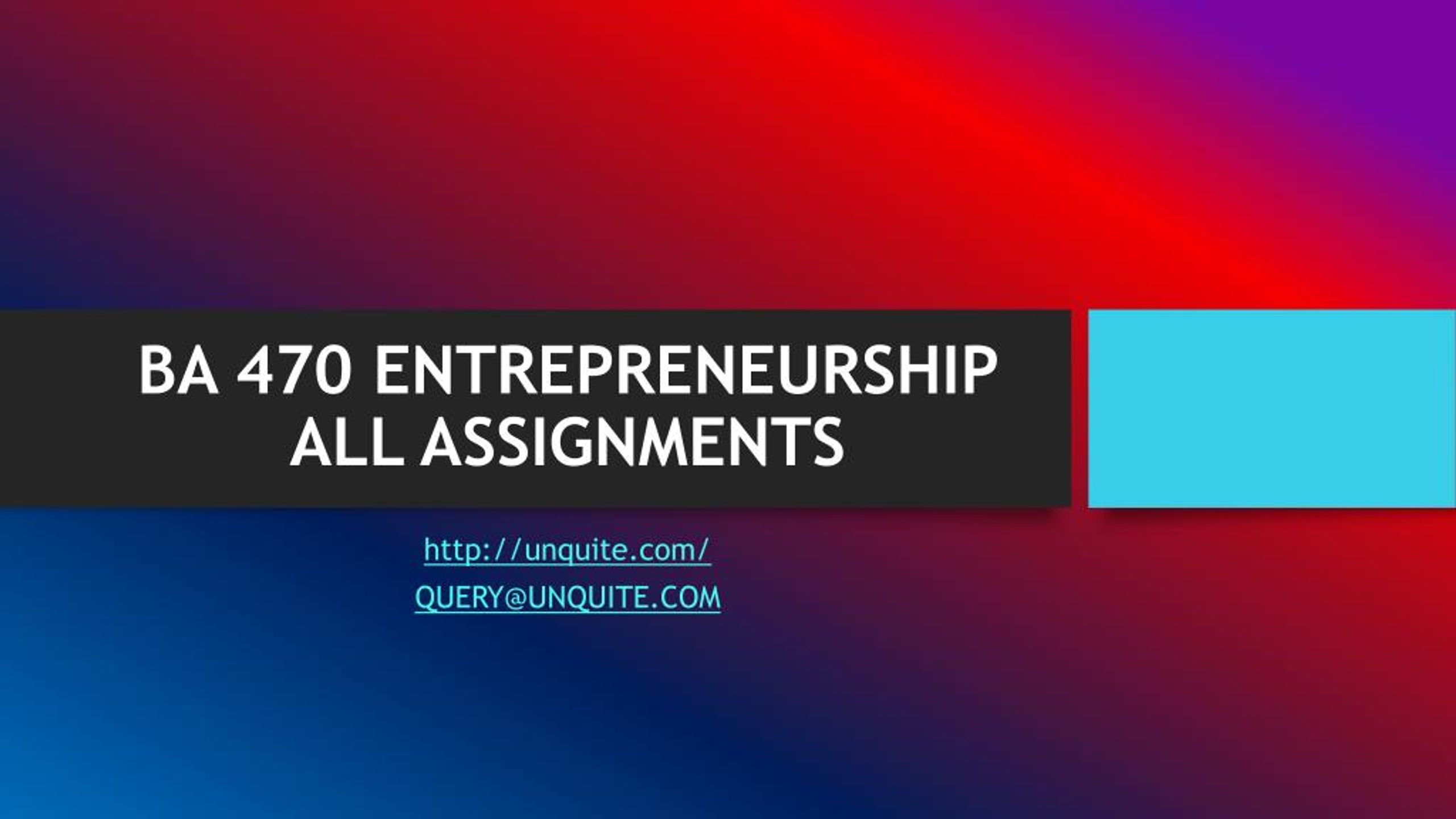 entrepreneurship course assignments