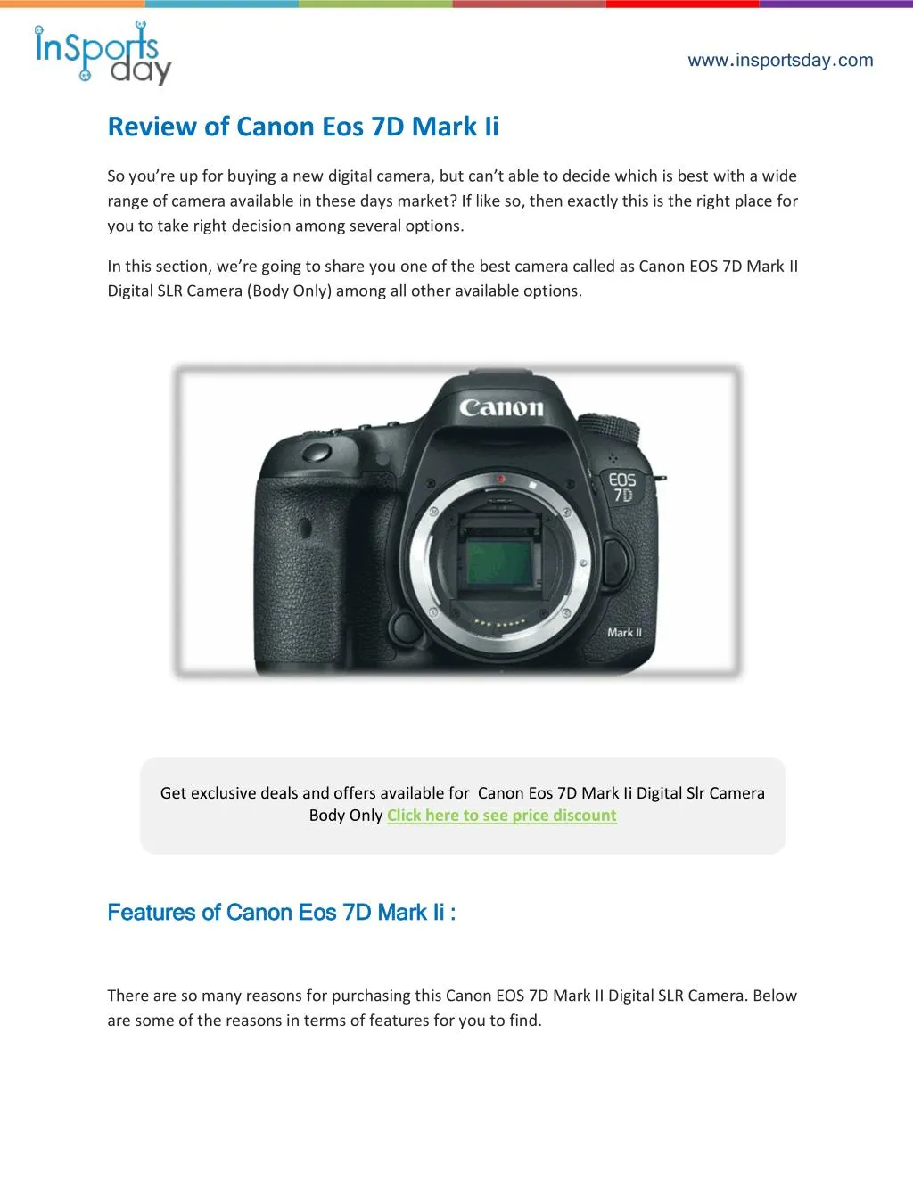 Ppt Canon Eos 7d Mark Ii Review Powerpoint Presentation Free