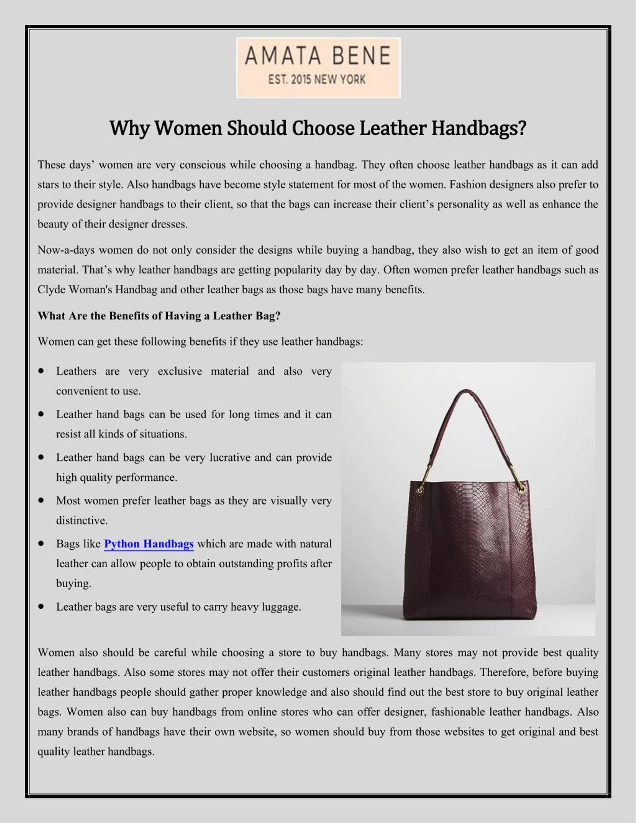 PPT - Why Women Should Choose Leather Handbags? PowerPoint