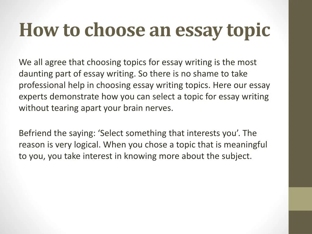 PPT - Essay Topics for Essay Writing PowerPoint Presentation - ID:7443719