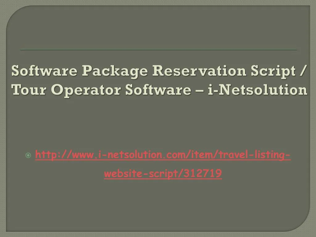 software package reservation script tour operator software i netsolution n.