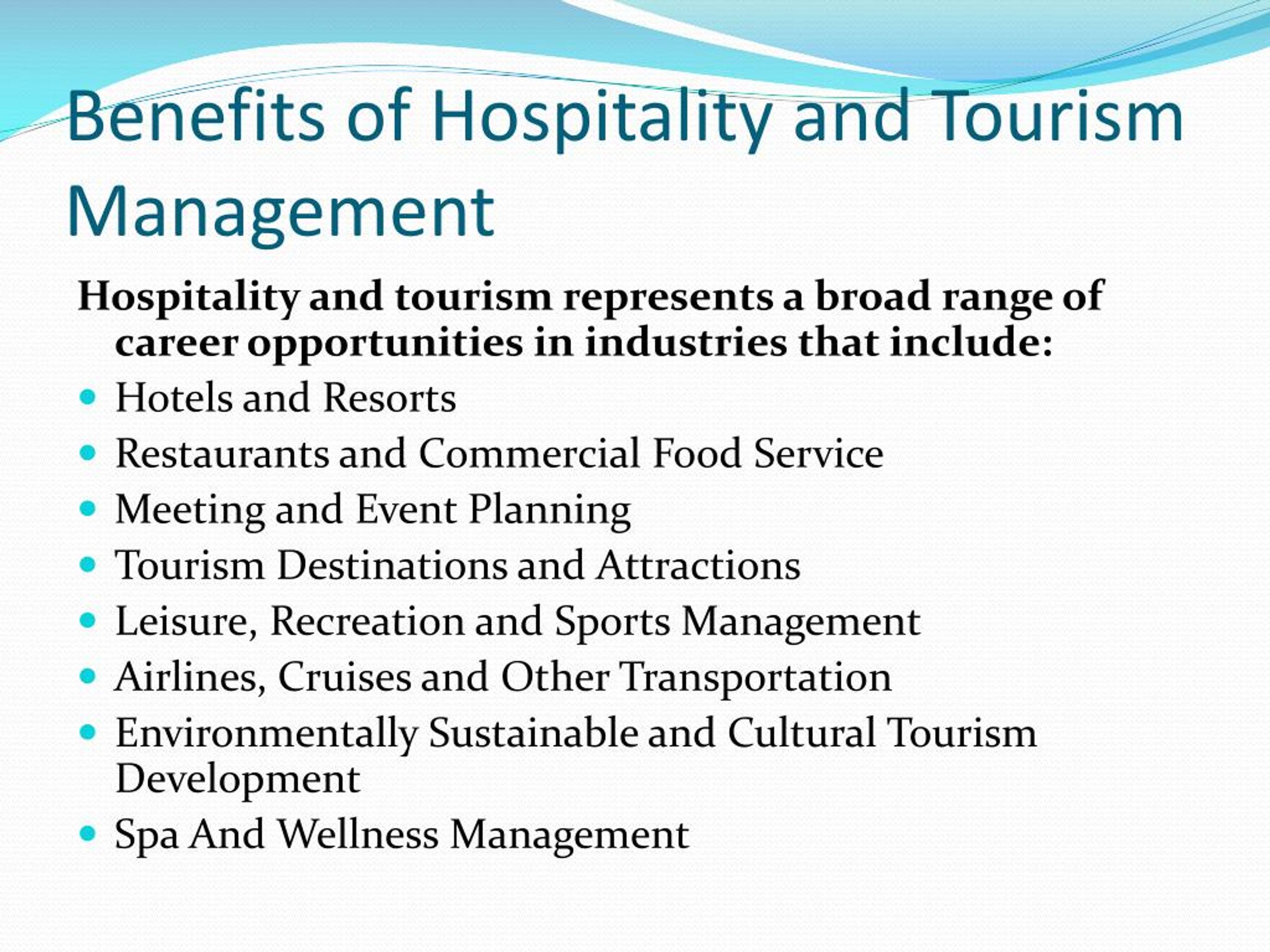 benefits of tourism and hospitality essay