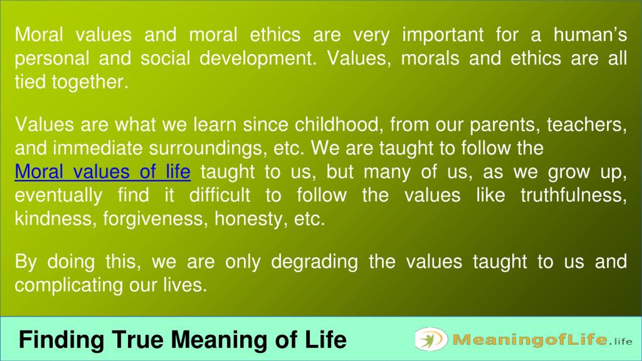 speech on importance of moral values in life