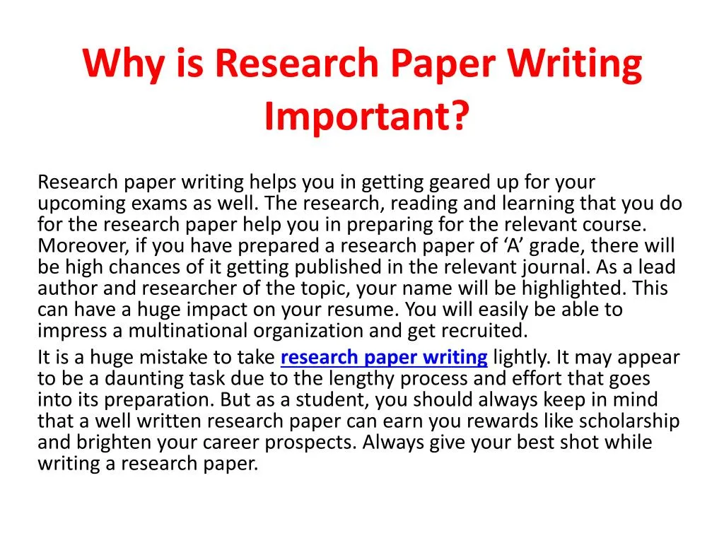 importance of research paper brainly
