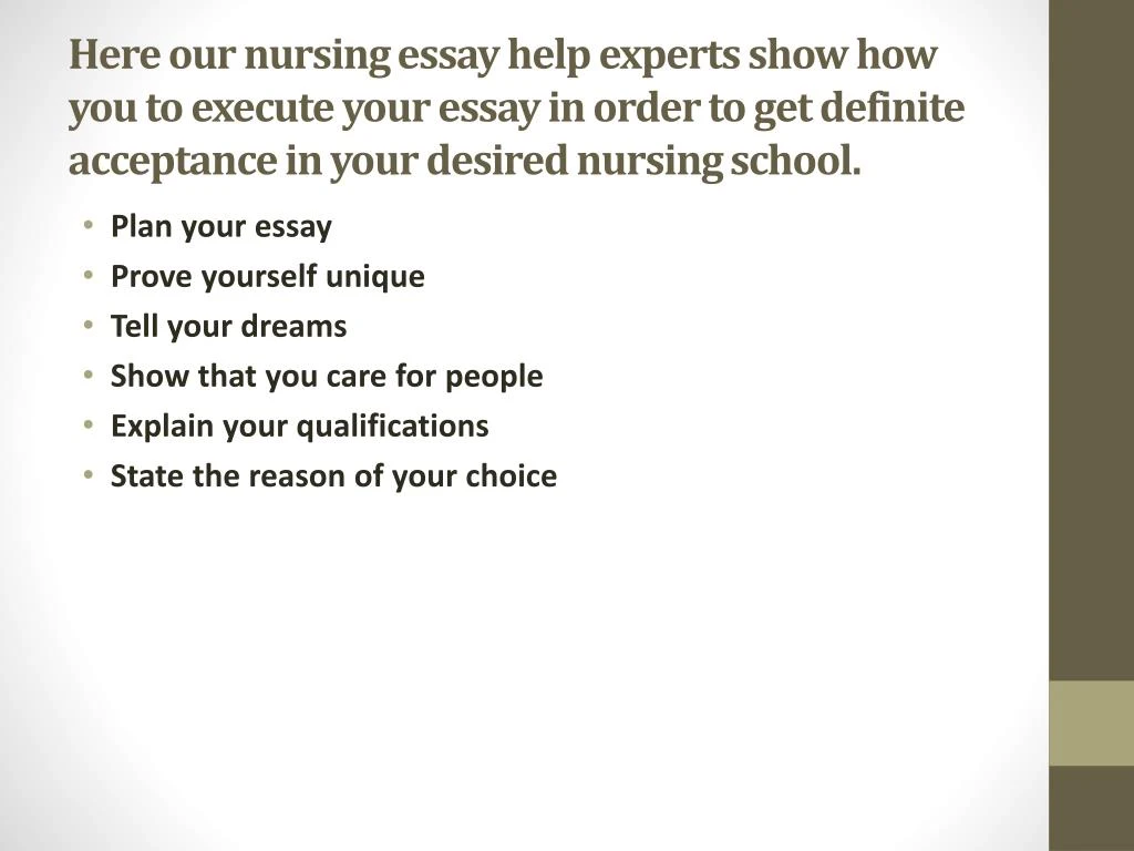 Nursing school essay help