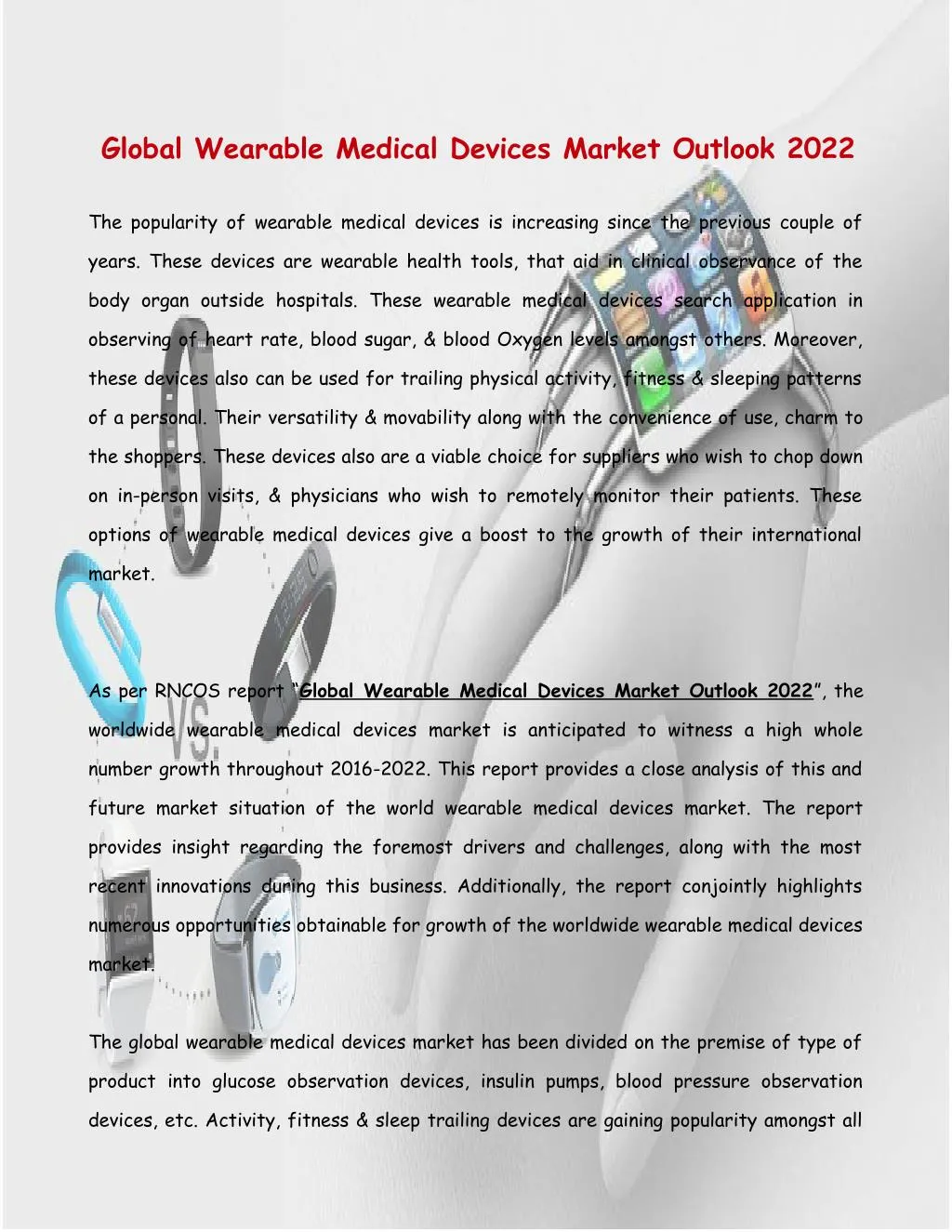 PPT Global wearable Medical Devices Market Outlook 2022 PowerPoint