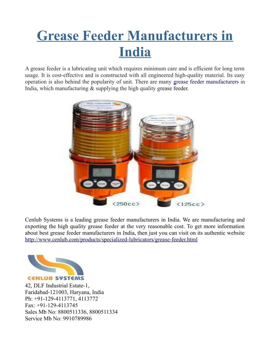 PPT - Grease Feeder Manufacturers in India PowerPoint Presentation ...