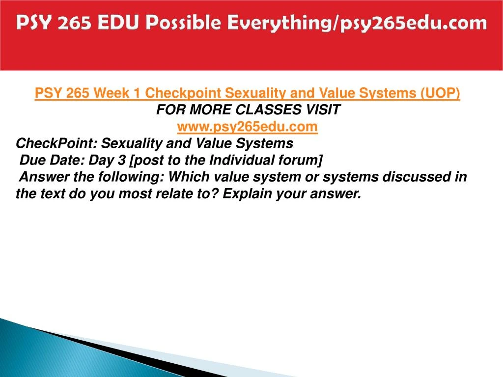 psy 265 check point value systems psy 265 check point value systems
