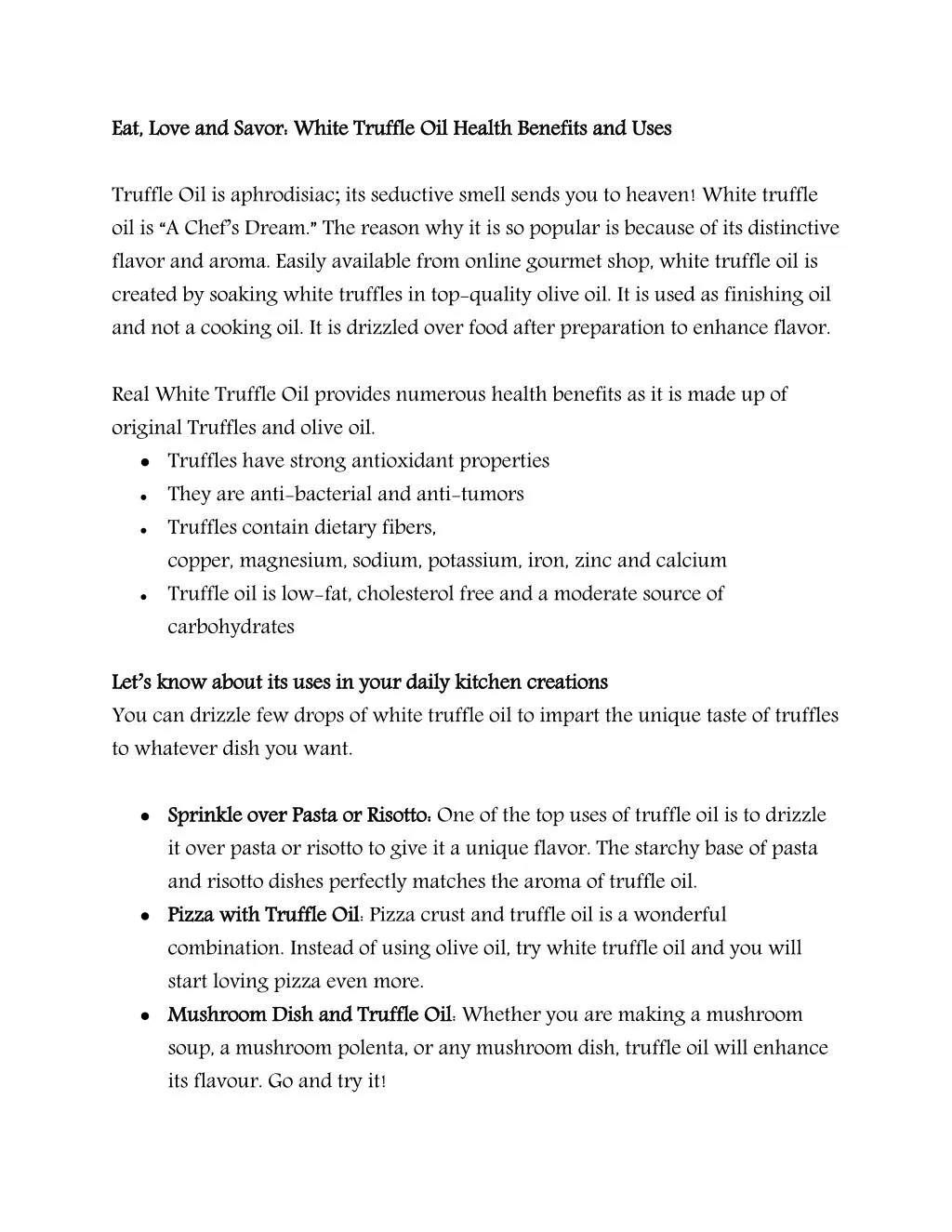 PPT White Truffle Oil Health Benefits and Uses PowerPoint