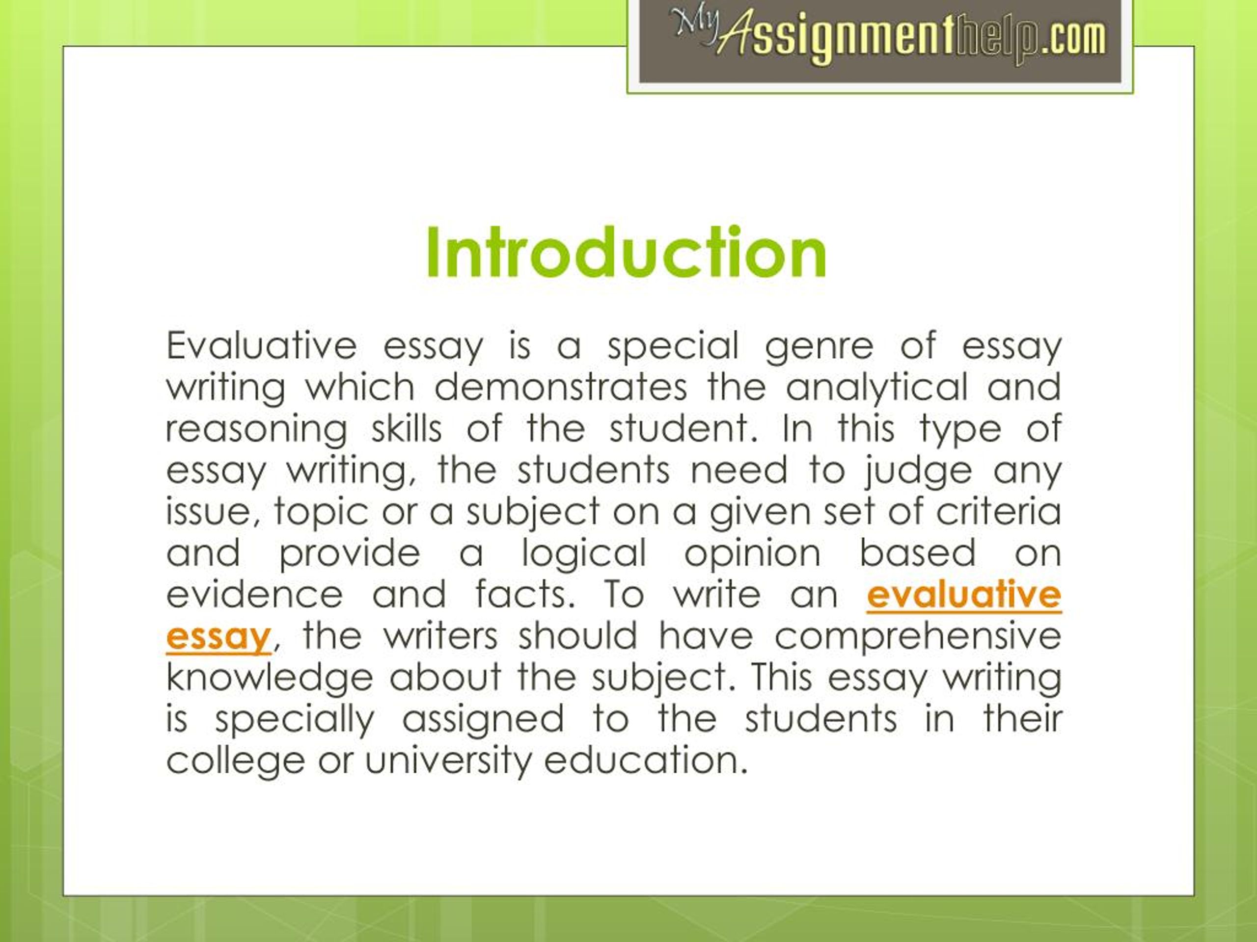 example of evaluative thesis