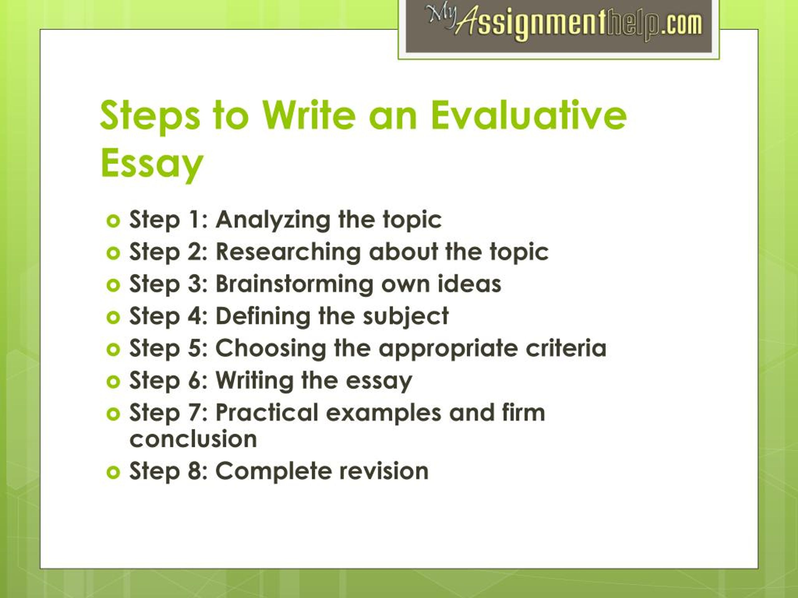 parts of evaluative essay