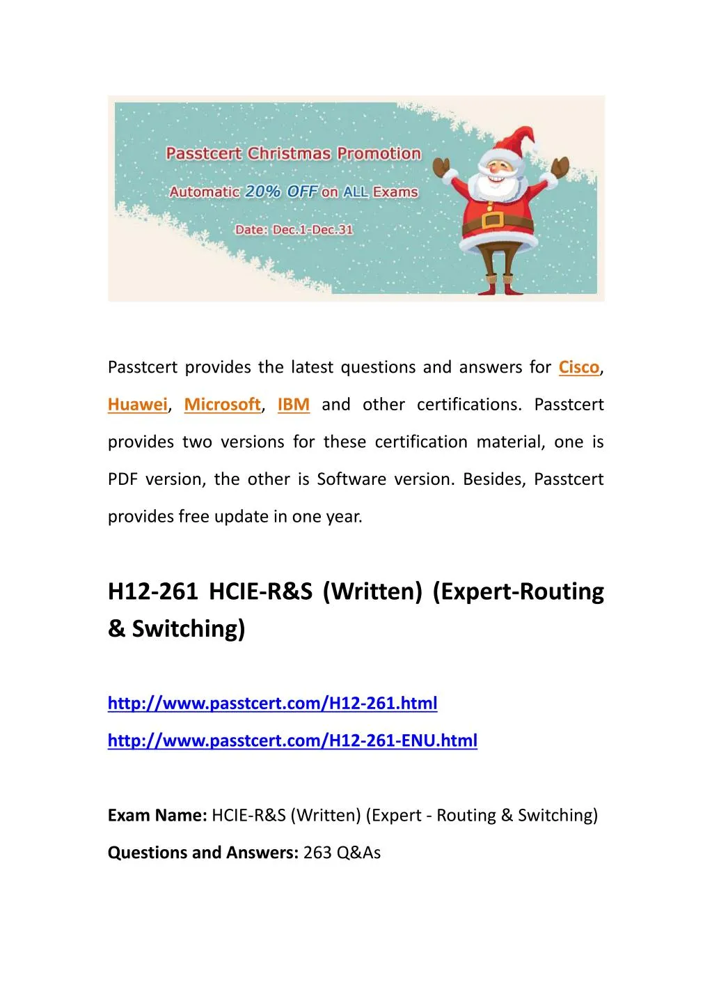 PPT - Passtcert H12-261 real questions, H12-261-ENU actual guides 