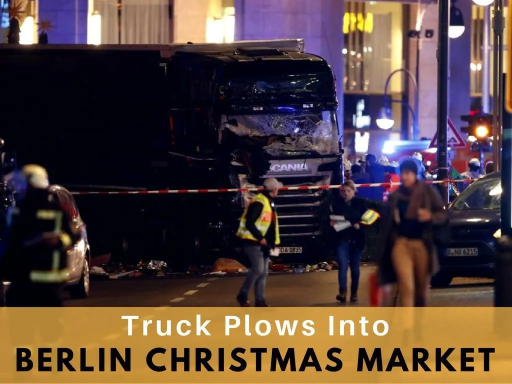 truck furrows into berlin christmas market n.