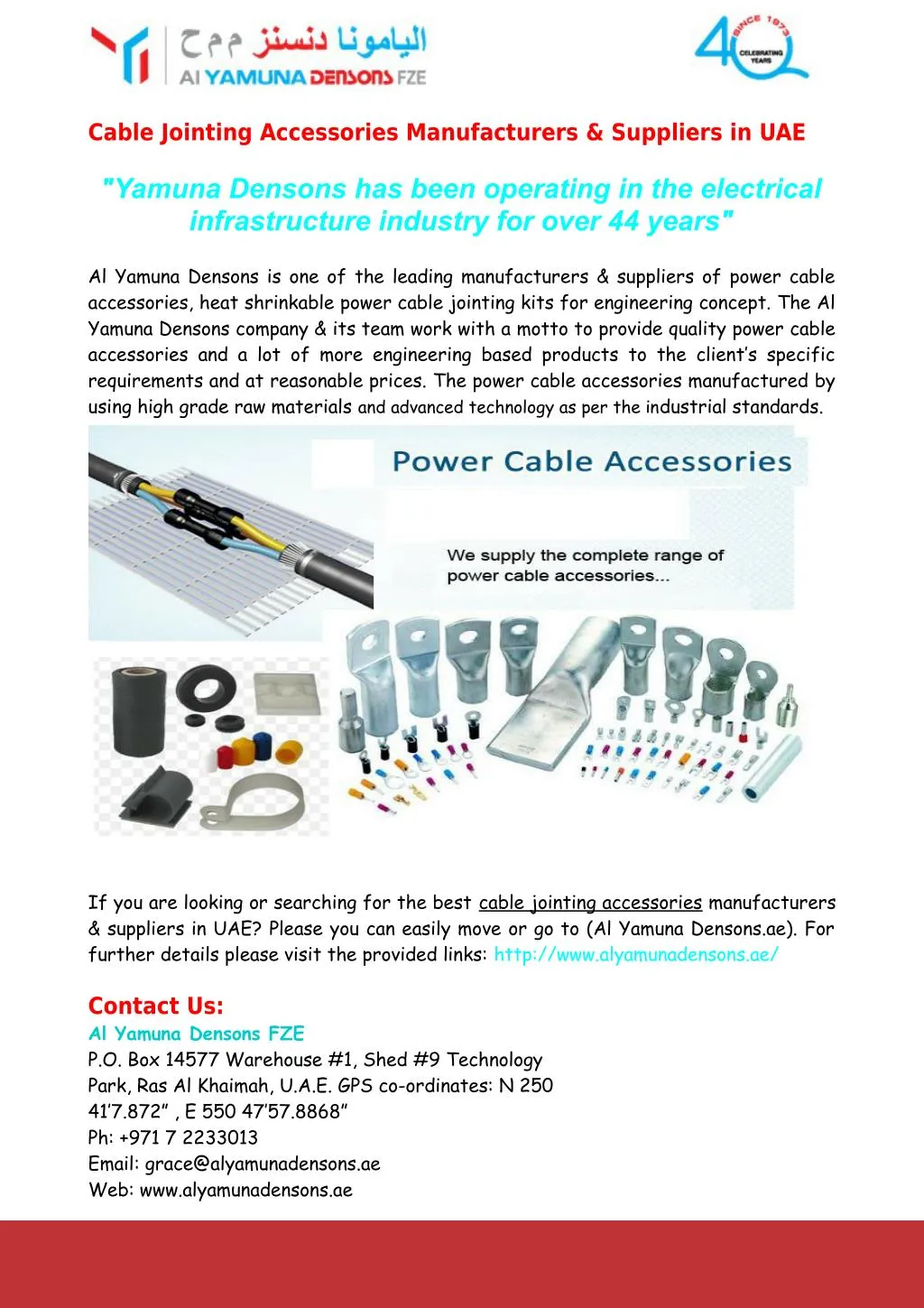 PPT Cable Jointing Accessories Manufacturers in UAE PowerPoint