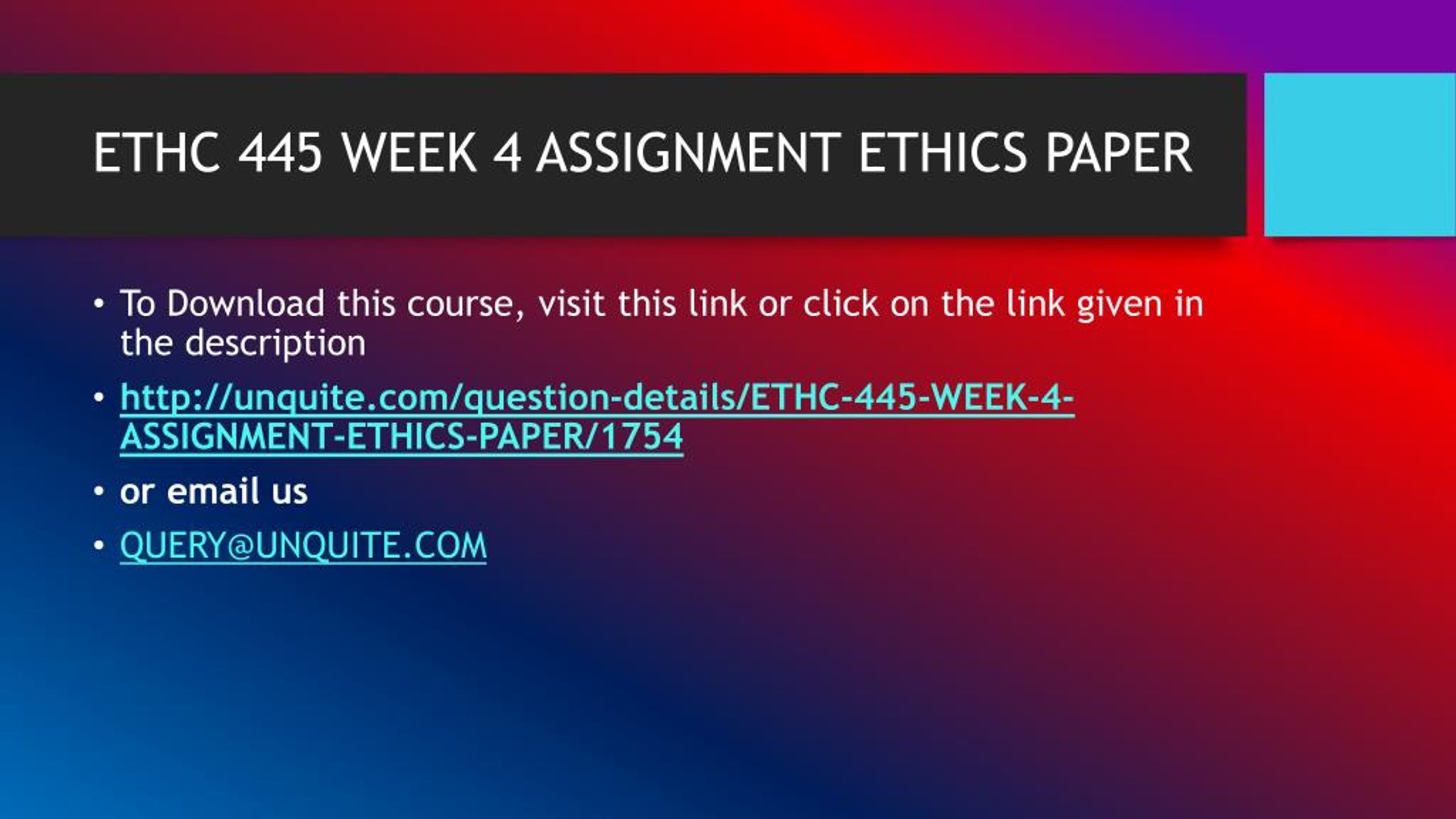 assignment 4 ethics (part 1 of 2)