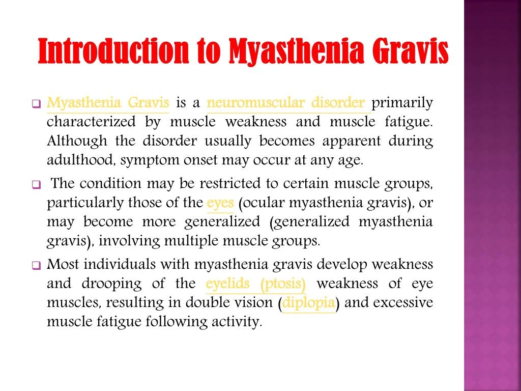 Ppt Myasthenia Gravis Symptoms Causes Diagnosis And Treatment Powerpoint Presentation Id 5351
