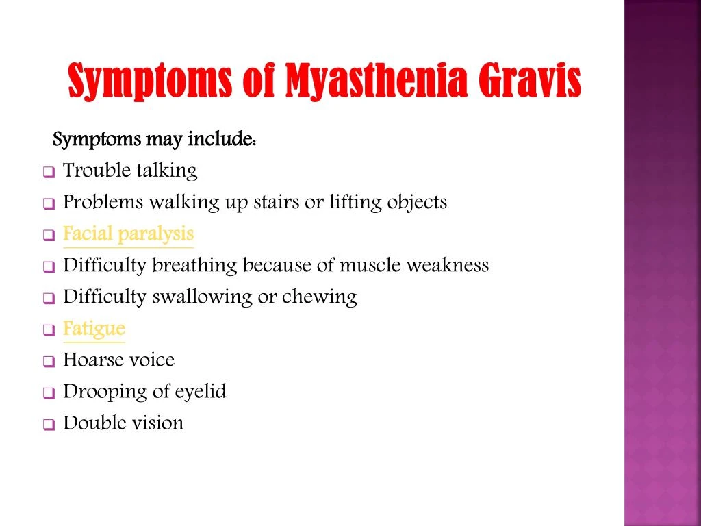 Ppt Myasthenia Gravis Symptoms Causes Diagnosis And Treatment Powerpoint Presentation Id 8142
