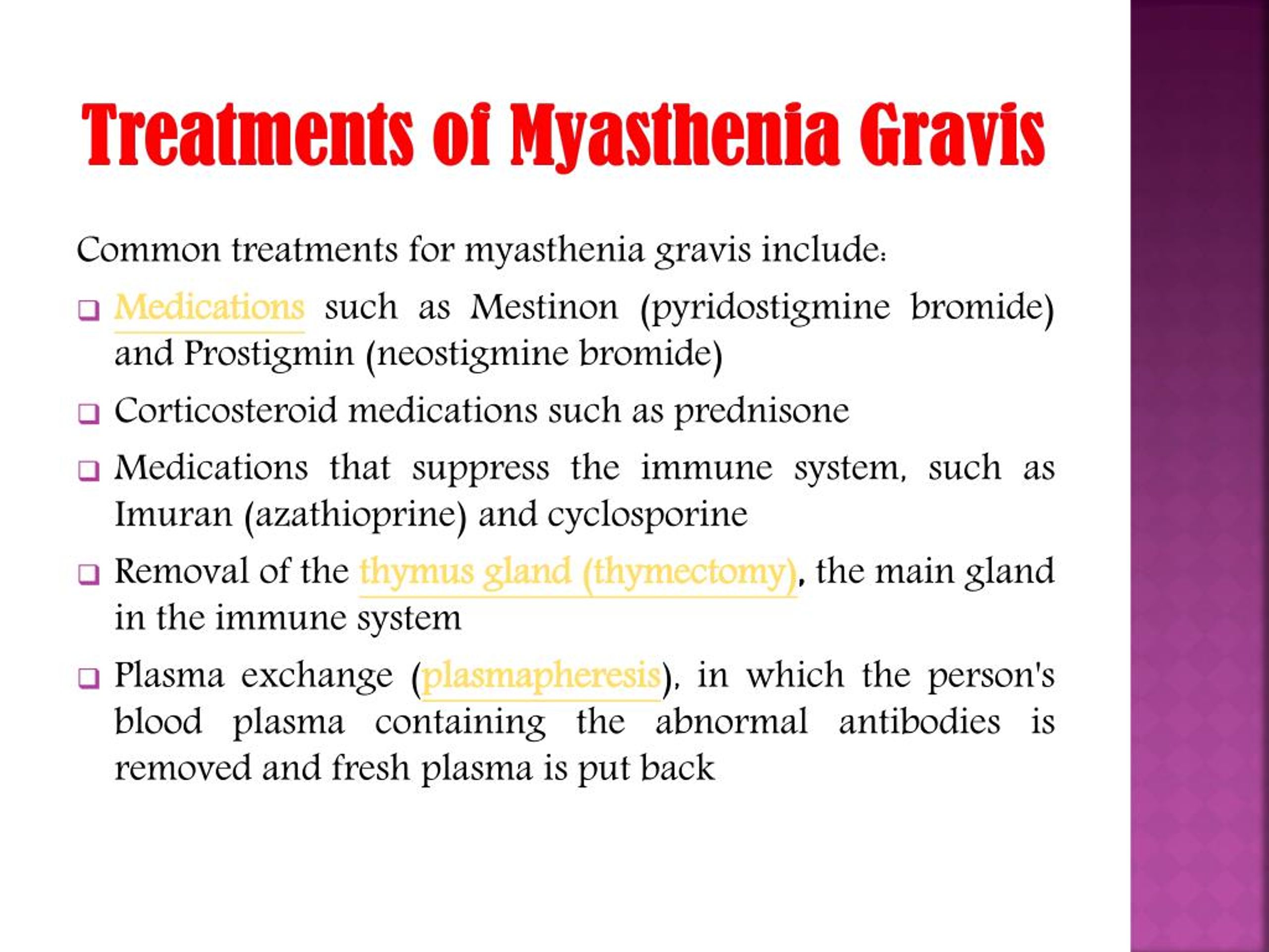 myasthenia gravis sip of water bladder before medication