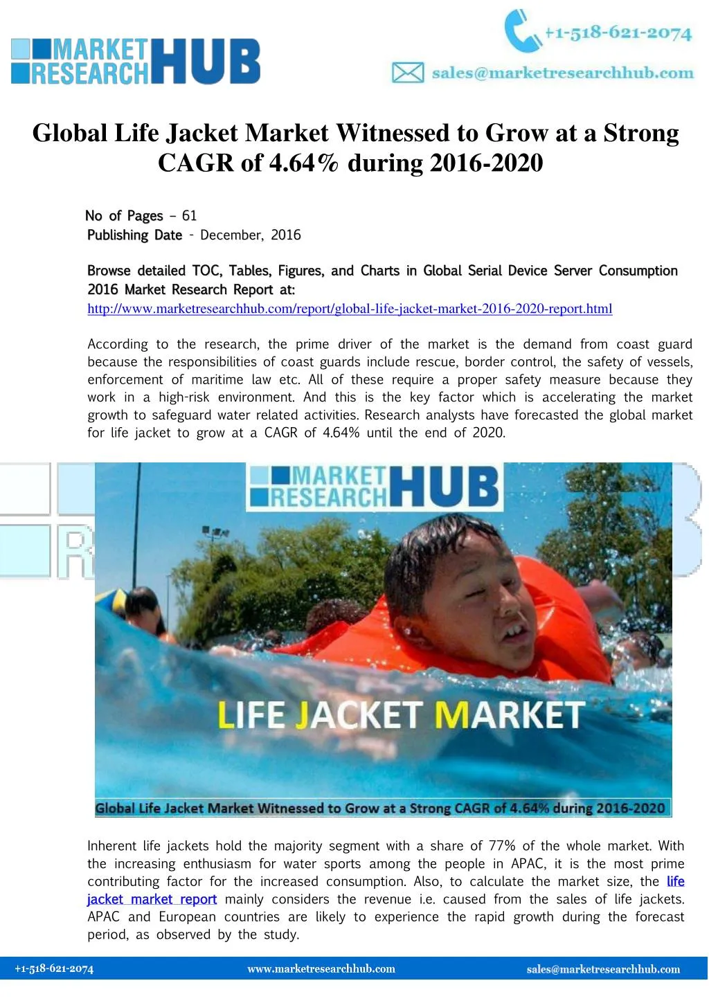 PPT Global Life Jacket Market Research Report 20162020 PowerPoint