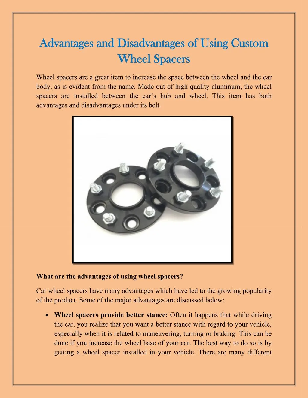 PPT Advantages and Disadvantages of Using Custom Wheel Spacers