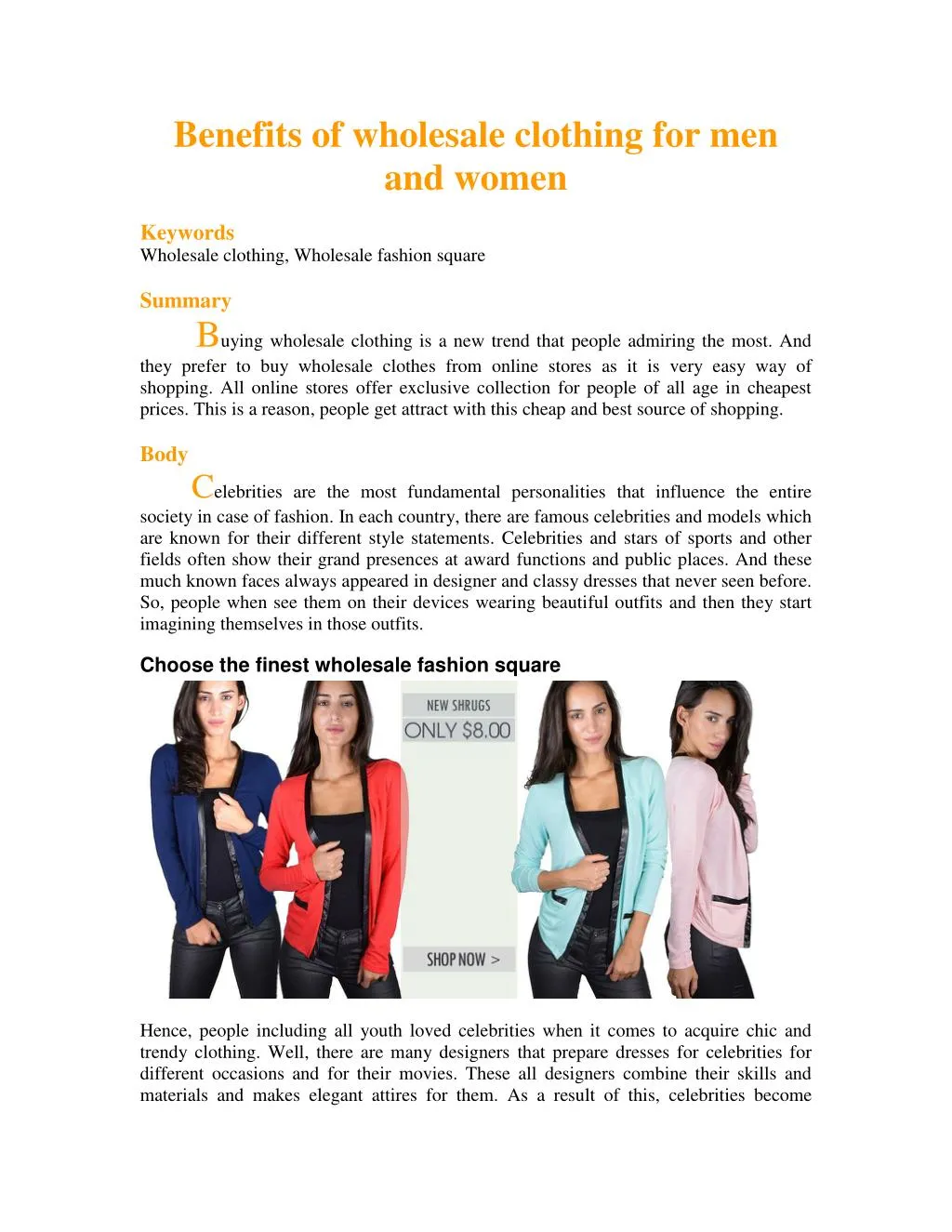 PPT - Benefits of wholesale clothing for men and women PowerPoint ...