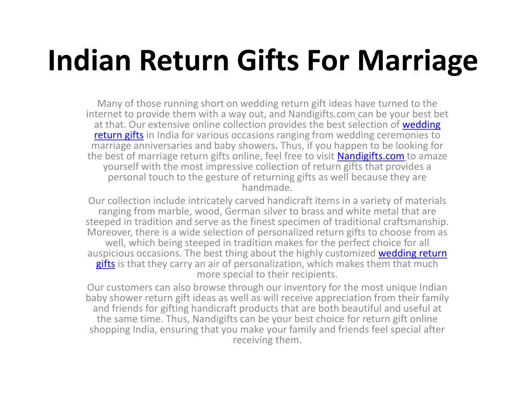 marriage presentation gifts