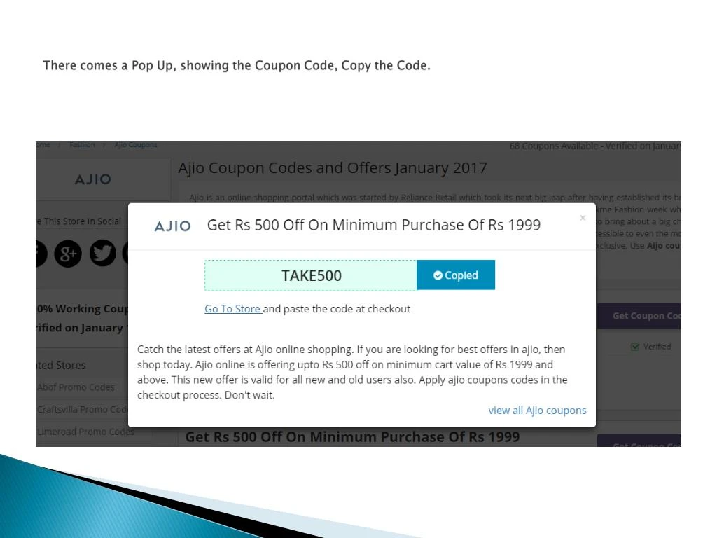 Ajio coupons how to use